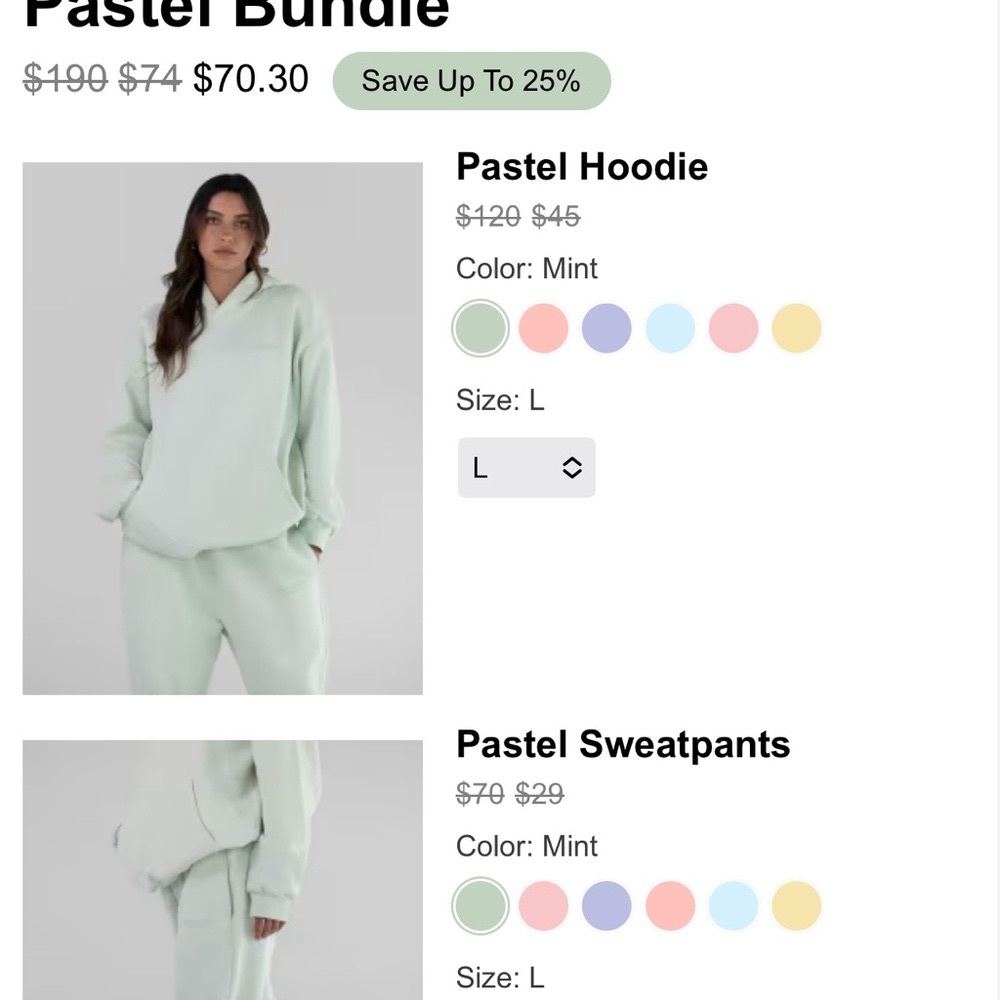 NEW & Unused w Tags - Comfrt Pastel Green Sweat Suit Set - Unisex Size Large